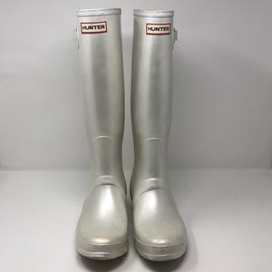 Original Tall Hunter Boots Iridescent Pearl White